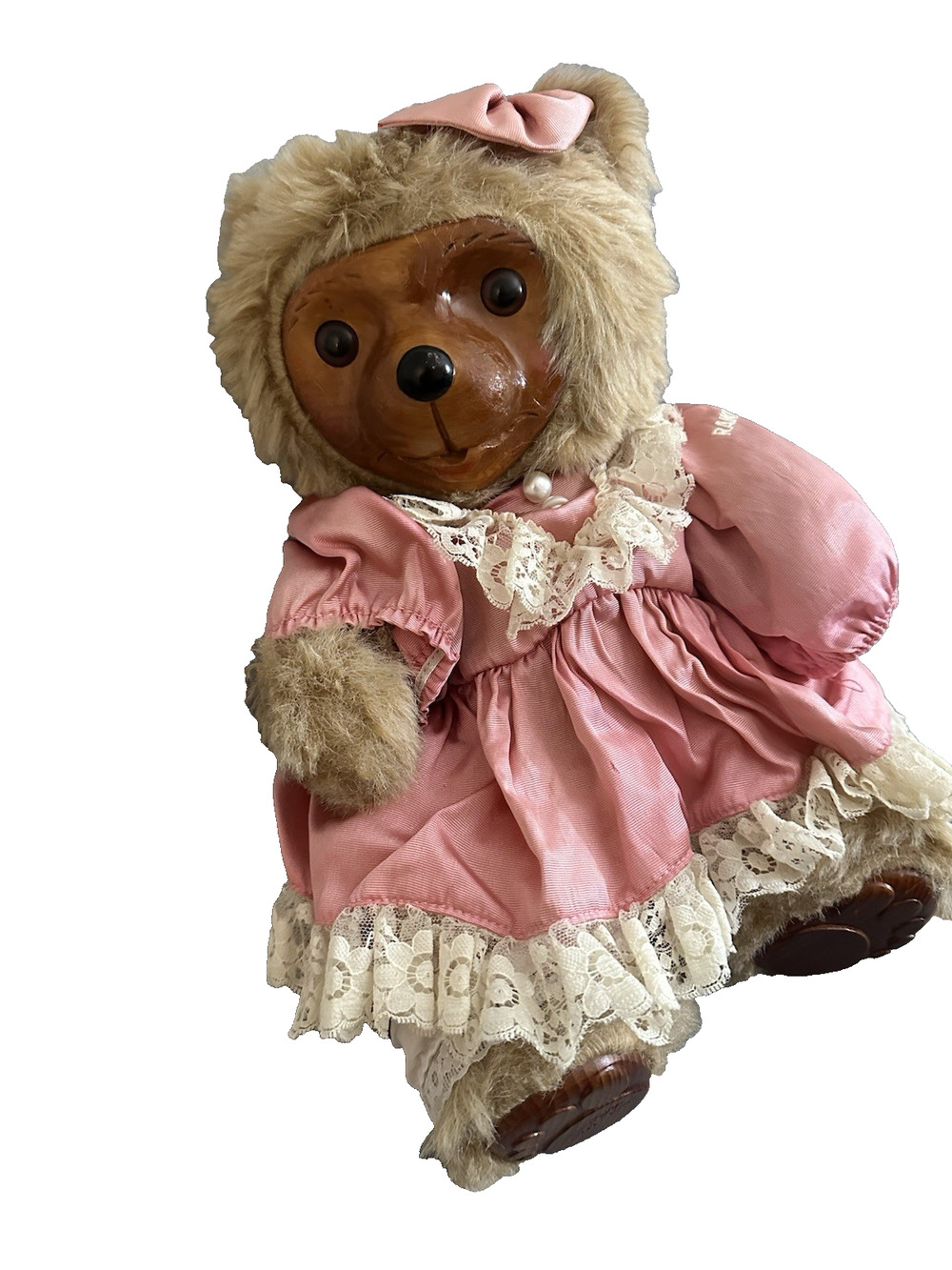 Vintage Robert Raikes 1987 Wooden Face Teddy Bear Penelope